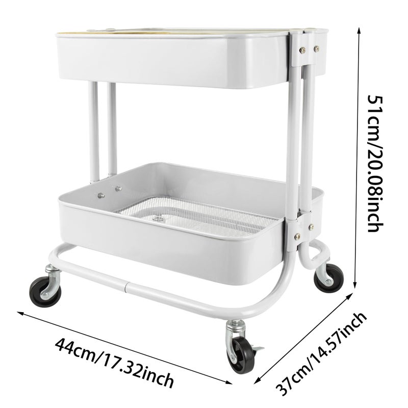 PUNP 2 Tier Rolling Cartï¼ŒMetal Utility Cart with Wheels and Cover for Office Home Kitchen Organization - Image 3